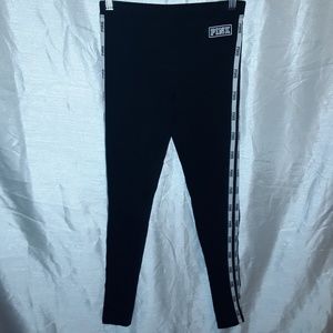 VS PINK black white side stripe leggings LIKE NEW